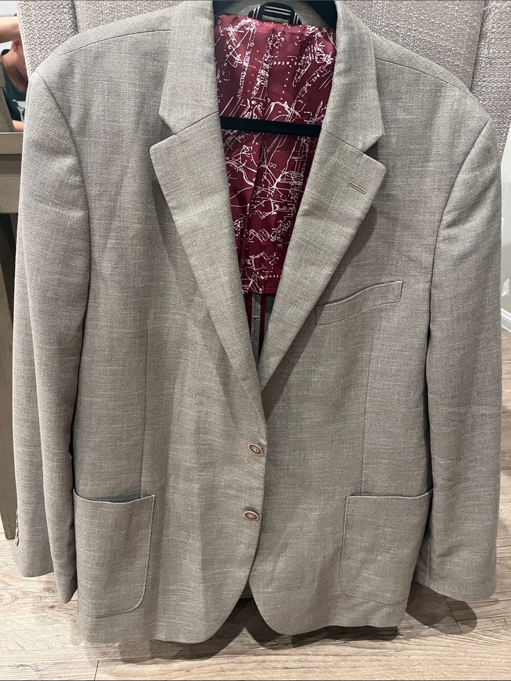 Men's Light Gray/taupe  Nautica Blazer modern fit- Classic Two-Button Style